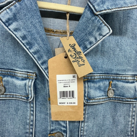 Faherty Women's Denim Michelle Short Sleeve Jumpsuit Button Front Size 6 NEW - Picture 13 of 15